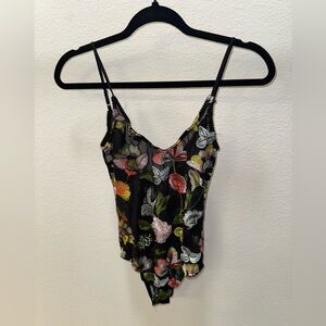 Sheer Embroidered Flower Bodysuit